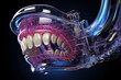 A computerized 3D image of a patient's jaw for precise implant planning. Concept of digital dentistry and accuracy. Generative Ai.