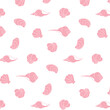 Pink seashells on a transparent background, seamless vector design, flat style. Minimalistic sea pattern. Print for textiles