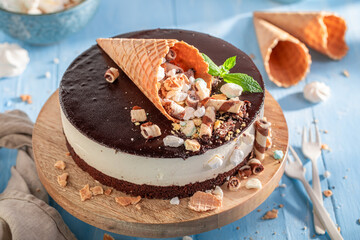 Wall Mural - Unique cookie cake with a unique ice cream cone decoration.