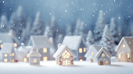 Wall Mural - winter christmas background with snow home