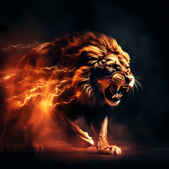 Wall Mural - Flaming Lion