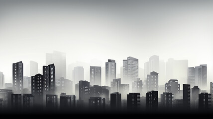 Poster - architectural white urban background with copy space, row of houses on white fog , blank design, urban concept
