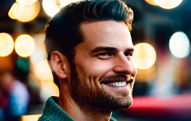 Portrait of a handsome young man smiling and looking at the camera.