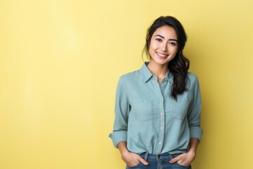 Wall Mural - Asian woman smiling face standing portrait