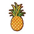 Pineapple embroidery patch isolated on transparent background. Fruit decoration for fashionable girls