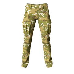 Wall Mural - Pants Male Female Army with poses Cloth Fashion 3D render isolated illustration 