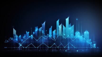 Business stick graph chart of stock market investment on blue background