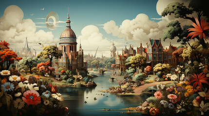 Wall Mural - Dutch tourism background