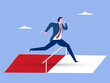 © Goodtime - Businessman jumping over hurdles or obstacles. concept. vector illustration.