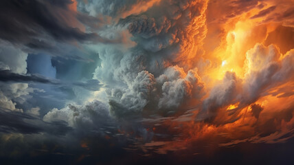 Wall Mural - tornado disaster sunset bright colors meteorology.
