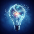 © jrgraphics - Creative light bulb abstract on glowing blue background Ai-Generative