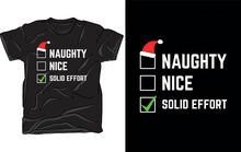 Naughty, Nice Christmas T-shirt Design Vector File