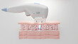Ulthera HIFU machine shot laser to SMAS of skin layer. 3D rendering.