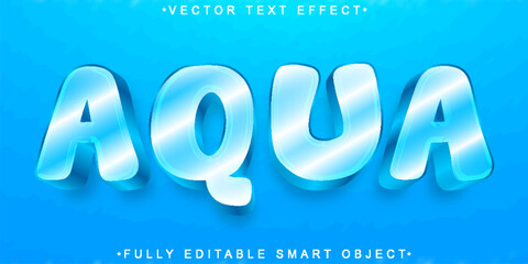 Wall Mural - Cartoon Aqua Vector Fully Editable Smart Object Text Effect