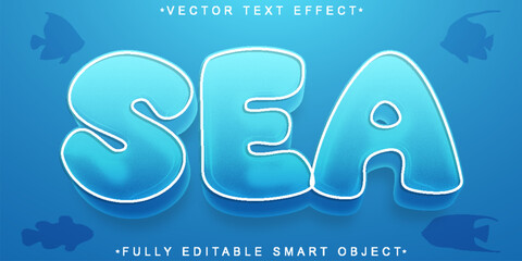 Wall Mural - Cartoon Sea Vector Fully Editable Smart Object Text Effect