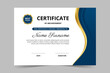Modern elegant blue and gold certificate template. Appreciation for business and education. Vector illustration