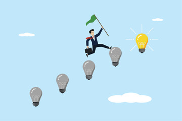 Wall Mural - business ideas for success, towards bright ideas, creative business people for a better company, sma