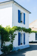 Street white houses in the center of Noirmoutier Vendee France 
