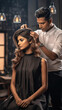 © PRASANNAPIX - Professional male hair stylist making client hair.