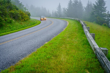 Poster - Blue Ridge Parkway in fog