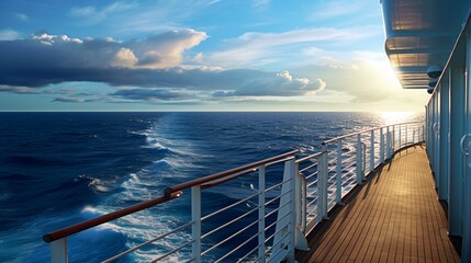 Canvas Print - Ocean Panorama: Captivating View of the Sea Stretching to the Horizon from the Ship