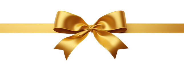 gold ribbon and bow with gold isolated against transparent background