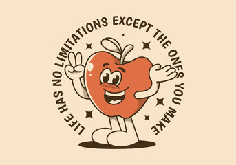 Sticker - Life has no limitations, except the ones you make. Mascot character illustration of happy apple fruit