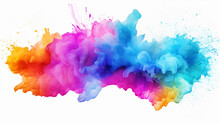 Colorful Paint Splatter On Isolated White Background - Ai Generative