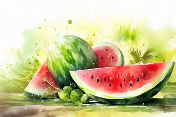 Wall Mural - delicious red ripe watermelon