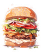 Big Burger Fast Food Illustration