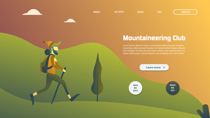 Wall Mural - Landing page template of mountaineering club. Modern flat design concept of web page design for website and mobile website