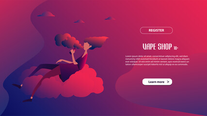 Wall Mural - Landing page template of vape shop. Modern flat design concept of web page design for website and mobile website