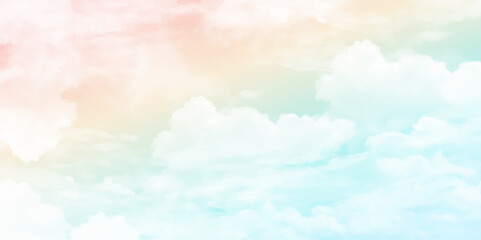 Wall Mural - pastel sky with clouds. good weather, beautiful nature, fantasy pastel background. copy space vector