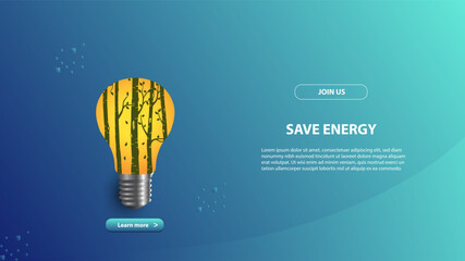 Wall Mural - Landing page template of save energy. Modern flat design concept of web page design for website and mobile website.