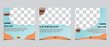 Collection of editable minimal square banner templates. Light blue and orange gradient background color with abstract line shapes. Suitable for social media posts and web internet advertising. Vector 