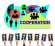 Cooperation concept on a whiteboard