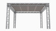 3D rendering of aluminum truss girder rooftop construction with canvas sunshade for event business concept