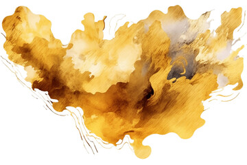 Wall Mural - Abstract gold color painting watercolor splashes , isolated on transparent background.