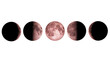 red moon phases , lunar eclipse on transparent background