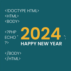 2024. 2024 wishing for developer, 2024 in coding command. 2024 happy new year