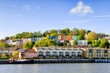 Colourful houses and apartments overlooking Bristol Docks, England, UK