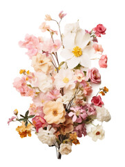 Wall Mural - Mix of variety of blossom flowers on transparent background