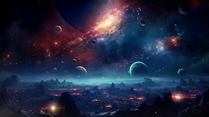 a visual tour of space, planets, and galaxies. seamless looping 4k time lapse video footage