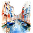 Watercolor Venice, single, transparent or white background PNG. AI generated illustration