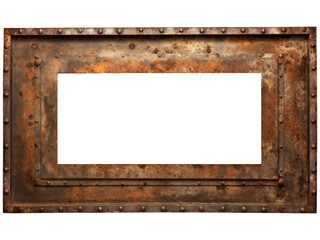 Wall Mural - Vintage rusty metal frame isolated on transparent  background 