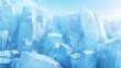 realistic abstract 3D frozen ice rock blocks background, copy space, 16:9