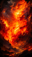 Sticker - Image of fire with castle in the background.