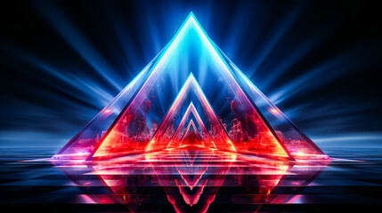 Sticker - Abstract image of triangle with bright lights in the background.