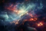 Fototapeta Kosmos - Photorealistic vibrant nebula with intricate details and colors.