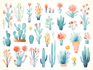 Wall Mural - Cactus in watercolor illustration